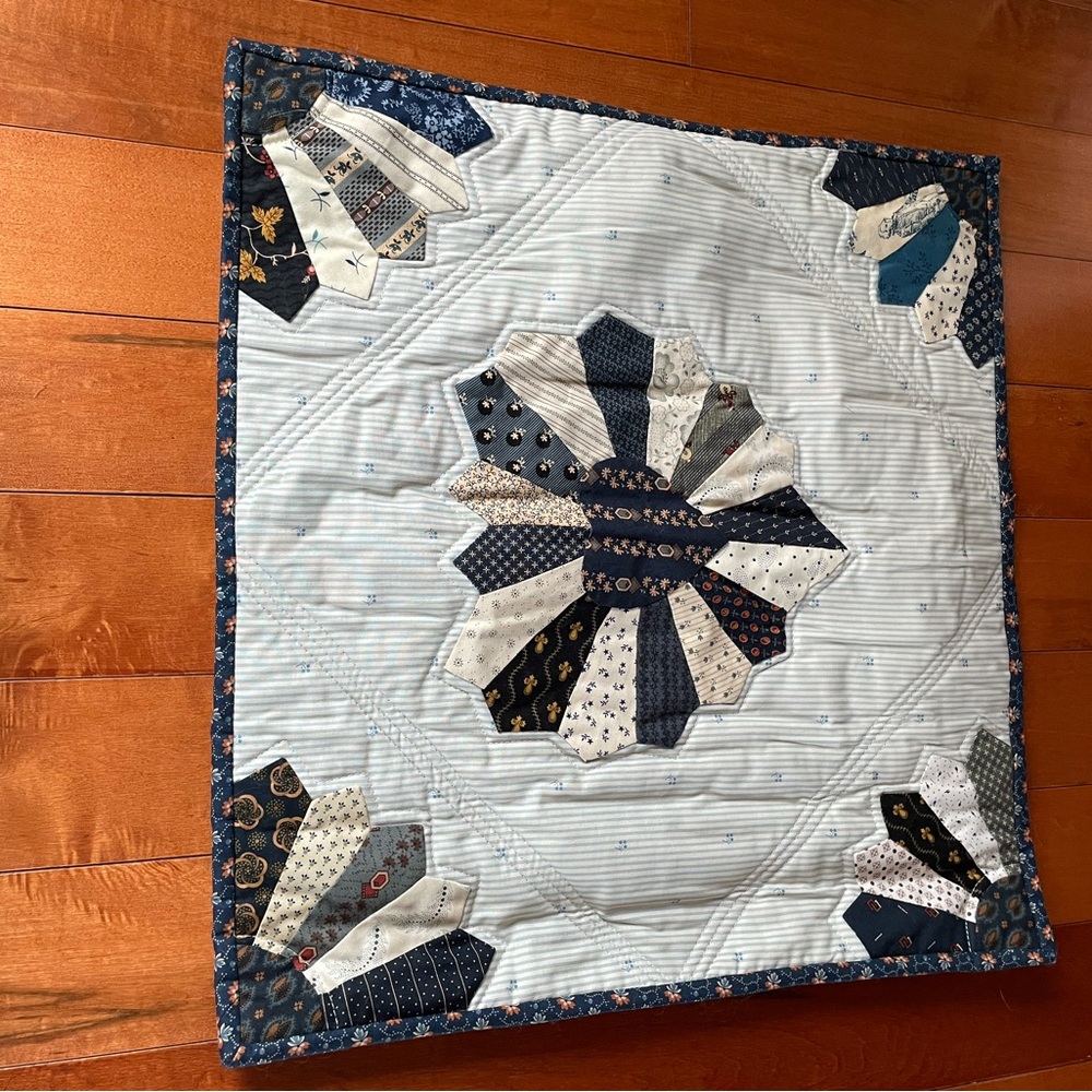 Handmade Blue and White Patchwork Quilt decor
